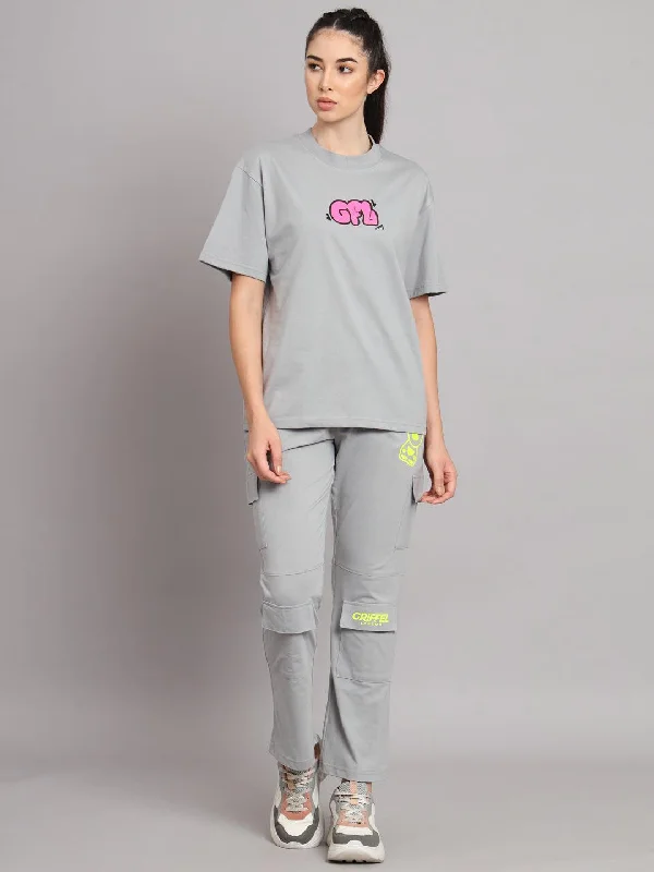 World Wide  Oversized T-shirt & Short Set Mesh Blend Leather Blend Suede Blend