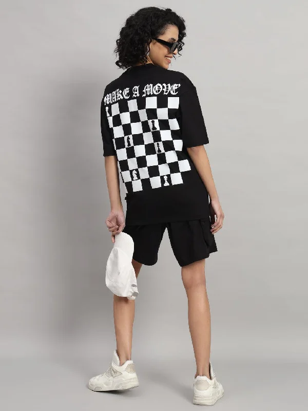 MAKE A MOVE T-shirt and Short Set Mesh Fabric Canvas Fabric Denim Fabric
