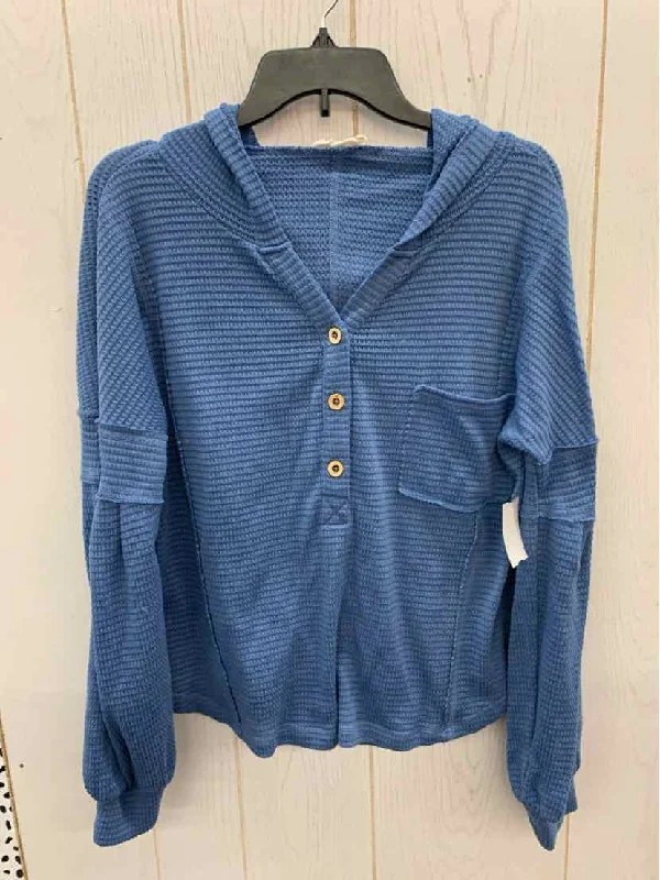 Blue Womens Size Small Shirt Knit Fabric Woven Fabric Fleece Fabric