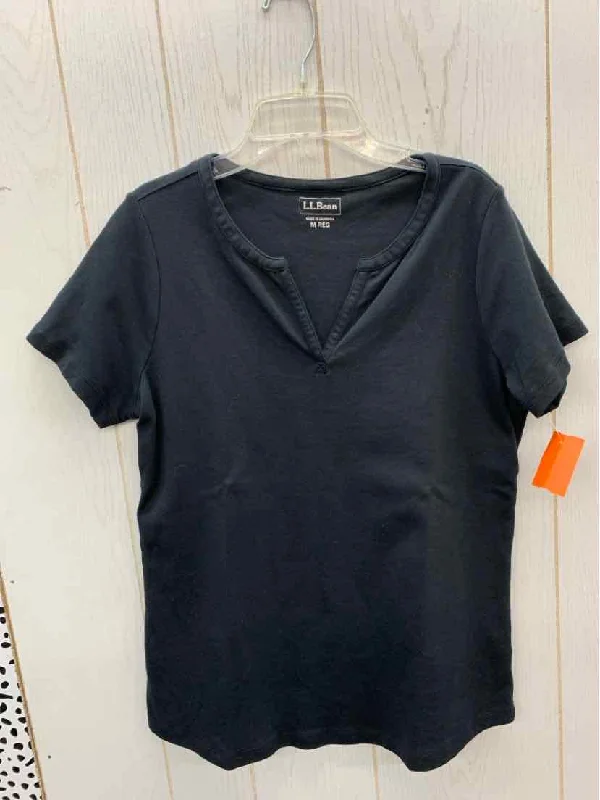 LL Bean Black Womens Size M Shirt Zippered Front Buttoned Front Snap Front