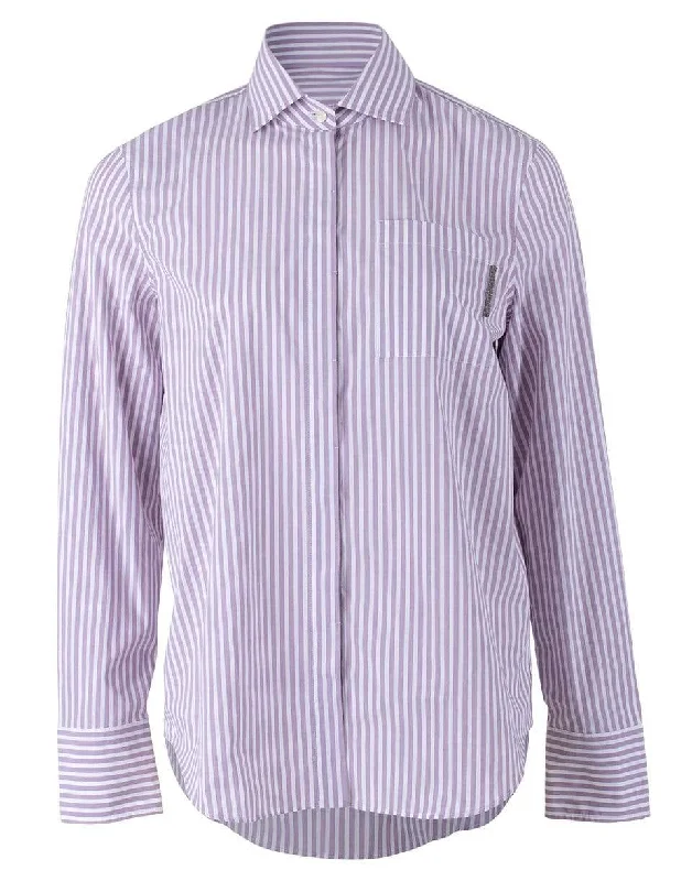 Iris Cotton Poplin Stripe Shirt Iron Safe Non-Iron Wrinkle Free