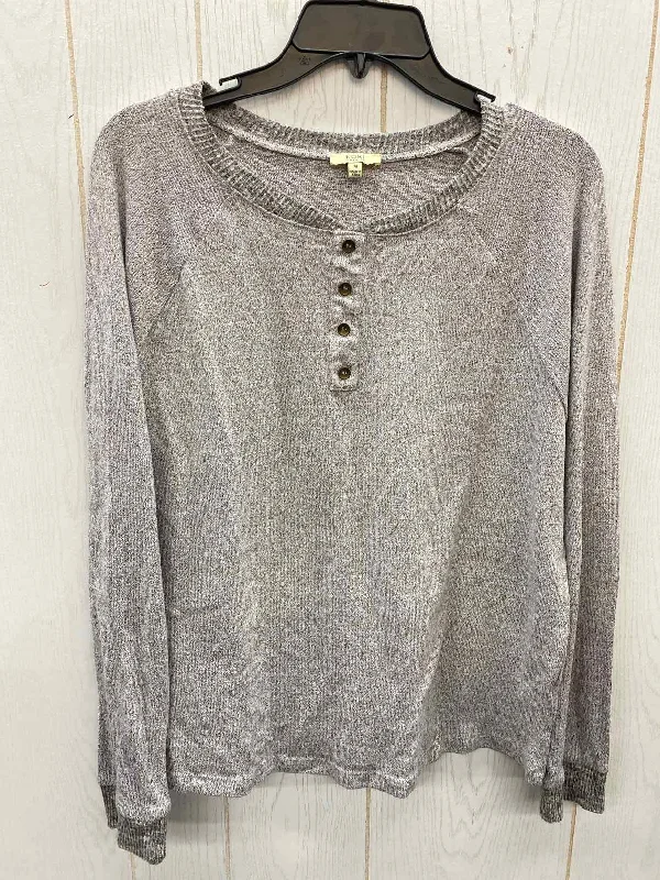KORI Gray Womens Size M Shirt Mesh Fabric Canvas Fabric Denim Fabric