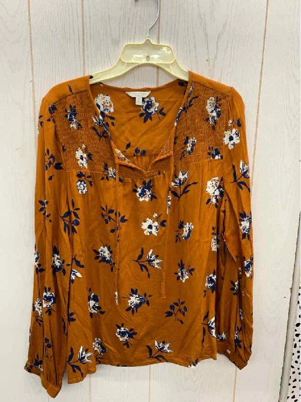 Lucky Orange Womens Size L Shirt Collared T-Shirt Boat Neck A-Line