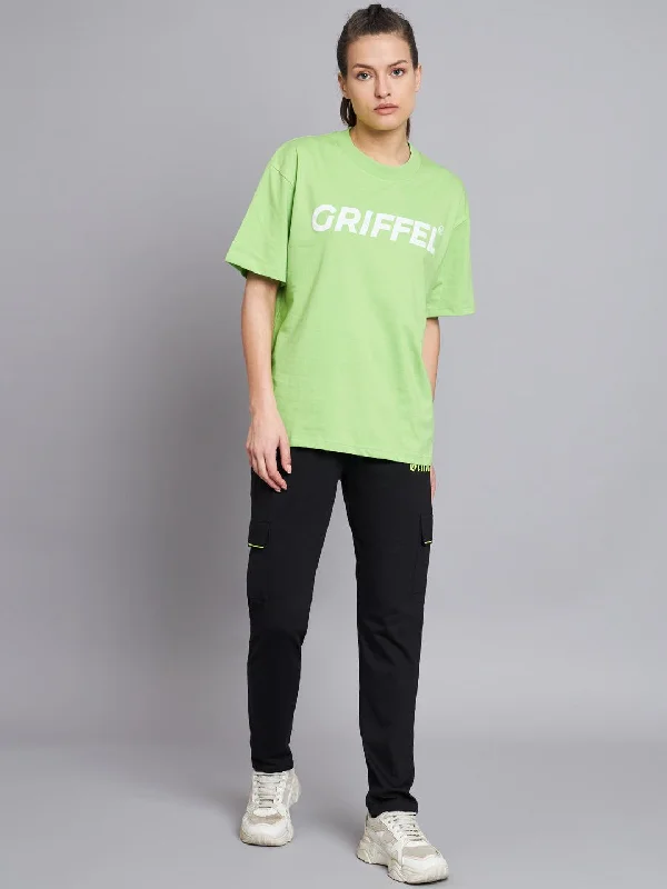 GRIFFEL Women Neon Parrot Printed Oversized Loose fit T-shirt and Trackpant Set Cozy Warm Stylish