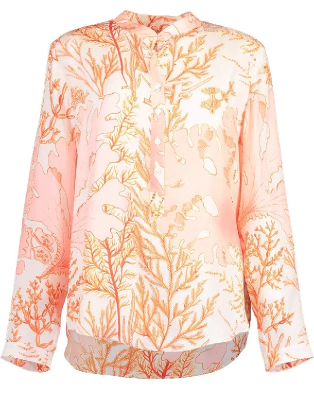 Long Sleeve Coral Print Eva Shirt Chenille Fabric Brocade Fabric Lace Fabric