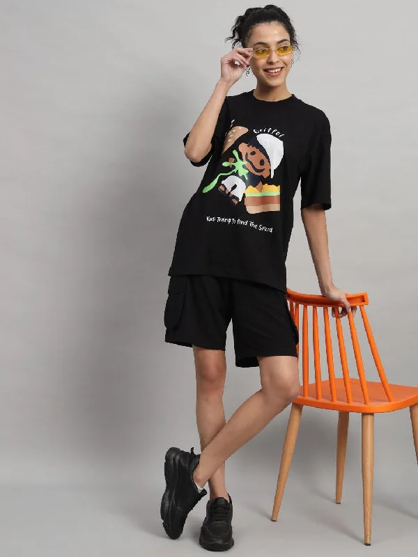 Burger T-shirt and Short Set Knit Fabric Woven Fabric Fleece Fabric