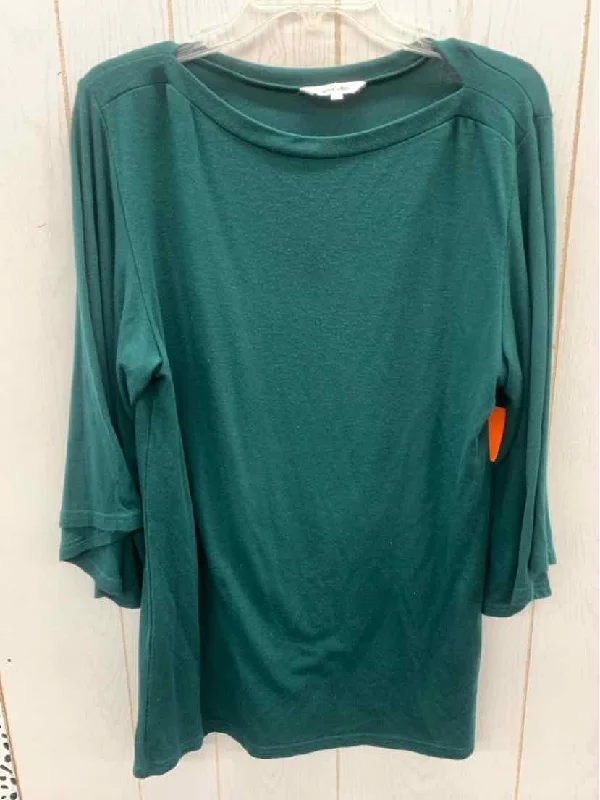 Amaryllis Green Womens Size M Shirt Satin Blend Silk Blend Wool Blend