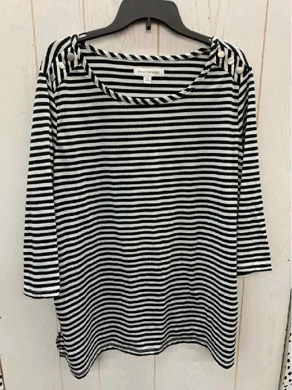 Emily Daniels Black Womens Size 2X Shirt Collared Crew Neck Turtle Neck