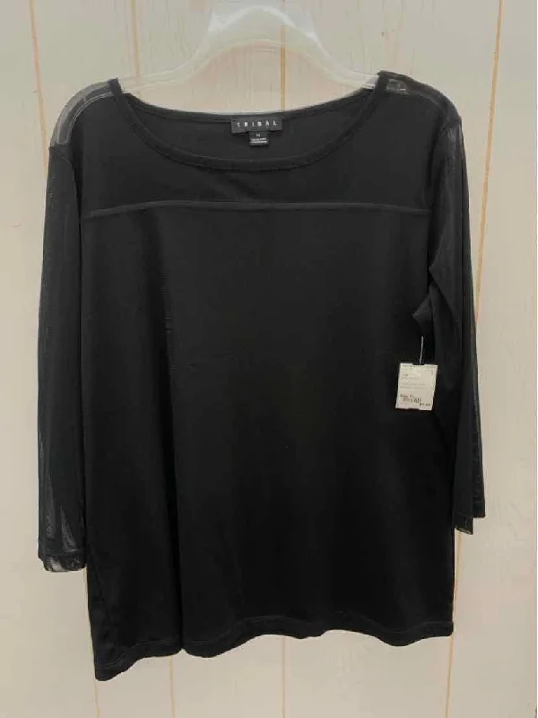 Tribal Black Womens Size XL Shirt Welt Pockets Slit Pockets Flap Pockets