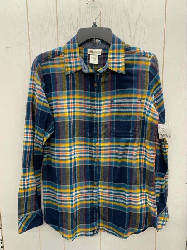 Dickies Blue Womens Size Small Shirt Plaid T-Shirt Polka Dot Checkered