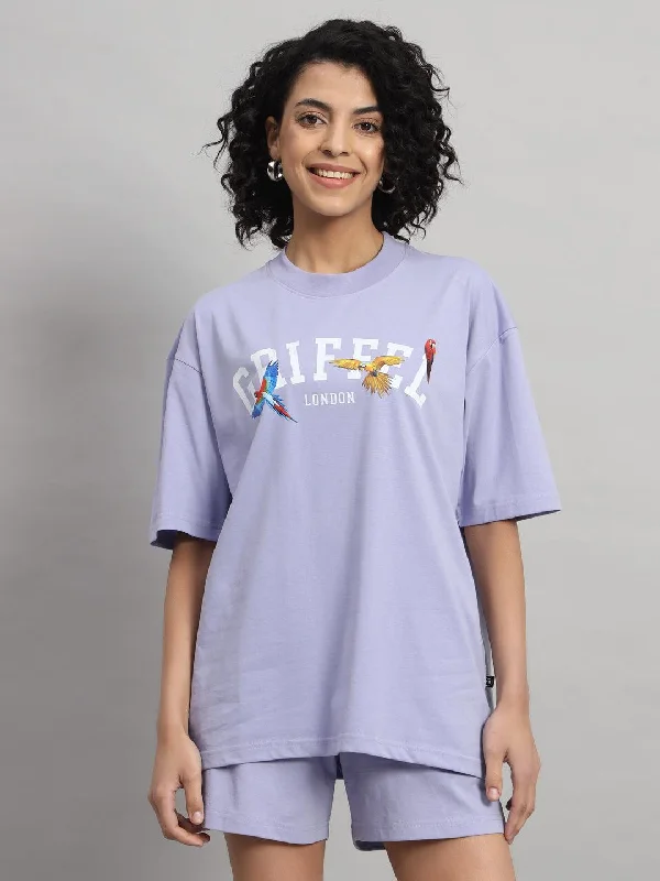 Birds T-shirt and Short Set Faux Fur Fabric Real Fur Fabric Shearling Fabric