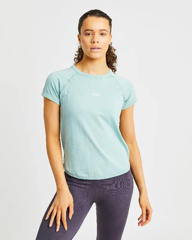 Reform Seamless T Shirt - Sage Green Sequined Glittery Shiny