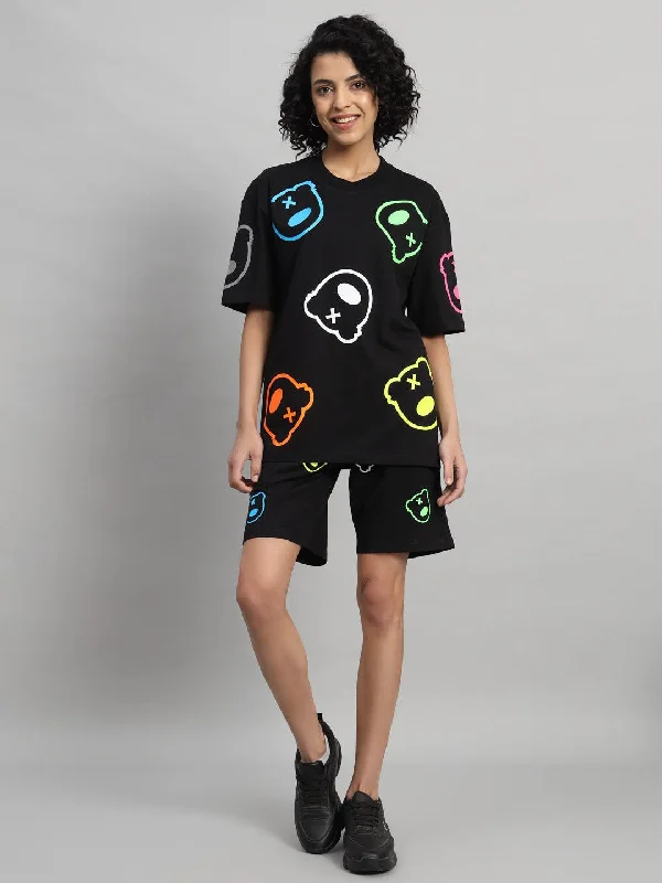 Teddy all over T-shirt and Short Set Polka Dot Checkered Tartan