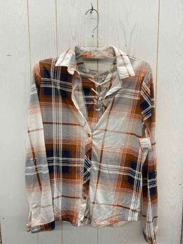 Orange Womens Size Small Shirt Iron Safe Non-Iron Wrinkle Free