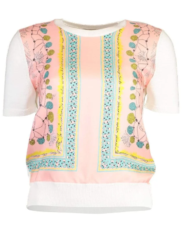 Conchiglie Print T-Shirt Zippered Front Buttoned Front Snap Front