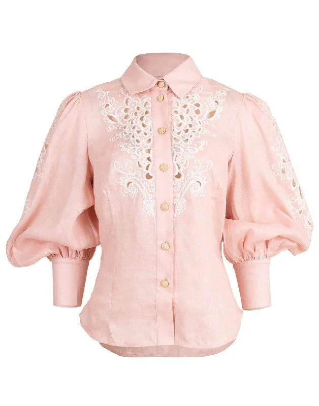 Freja Embroidered Shirt Jersey Fabric Tulle Fabric Batik Fabric