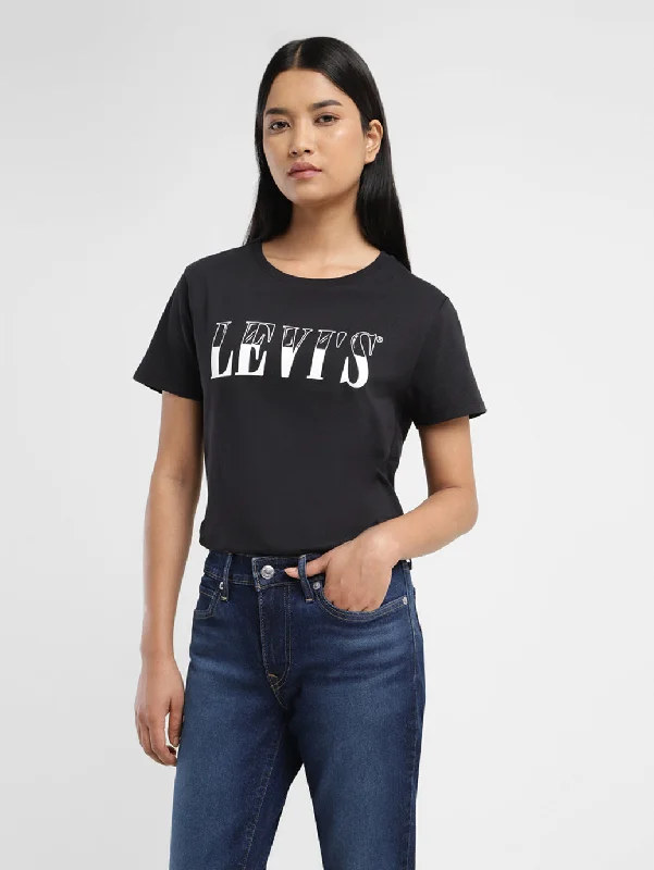 Women's Brand Logo Crew Neck T-shirt Print Jacquard Patchwork