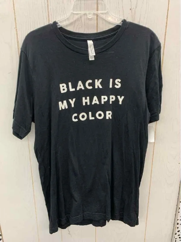 Black Womens Size L Shirt Terry Blend Velvet Blend Canvas Blend