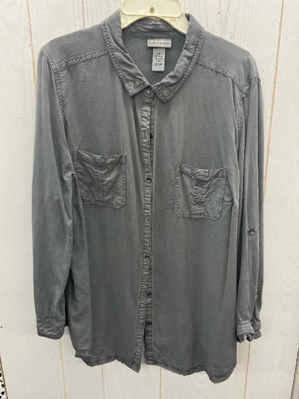 Catherines Gray Womens Size 18/20 Shirt Fleece Nylon Spandex