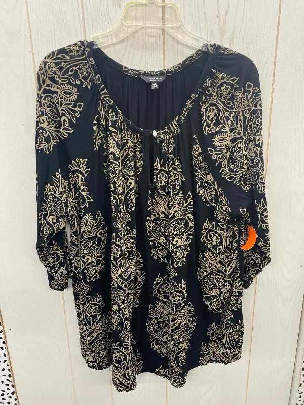 Lucky Black Womens Size 2X Shirt Boxy Fit Fitted Loose