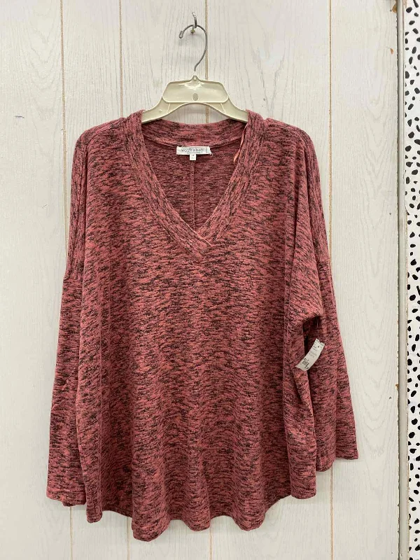 Workshop Pink Womens Size 1X Shirt Hooded Caped Shawl Collar