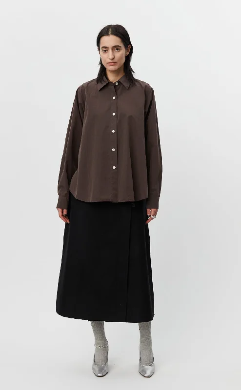 Application Shirt - Dark Brown Thin T-Shirt Open Front Quick Dry