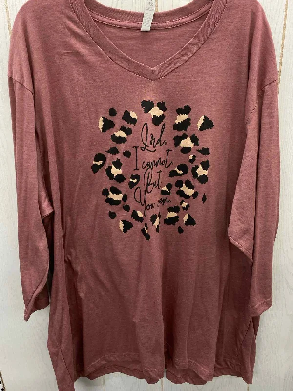 Pink Womens Size 4X Shirt Fitted T-Shirt Seamless Stretchy