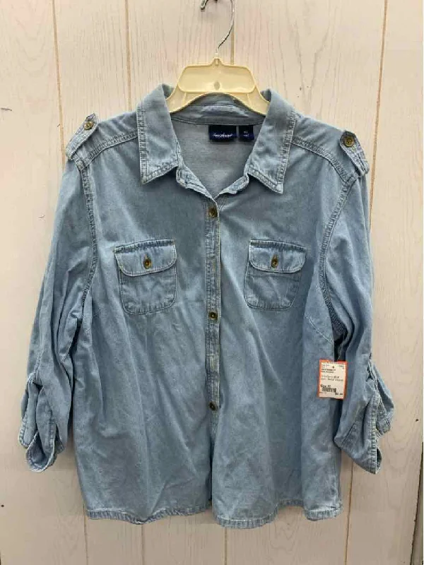 Gloria Vanderbilt Blue Womens Size XL Shirt Rayon Fabric Velvet Fabric Corduroy Fabric