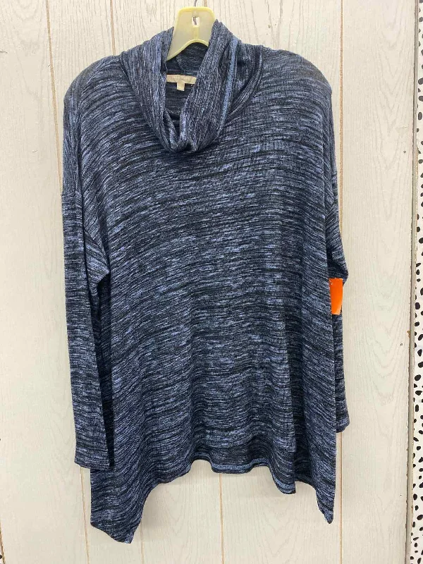 Joan Vass Blue Womens Size S/M Shirt Zippered Buttoned Snapped