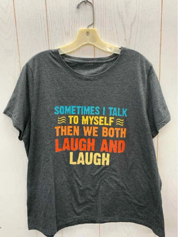 Gray Womens Size XL Shirt Basic T-Shirt Crew Neck Short Sleeve