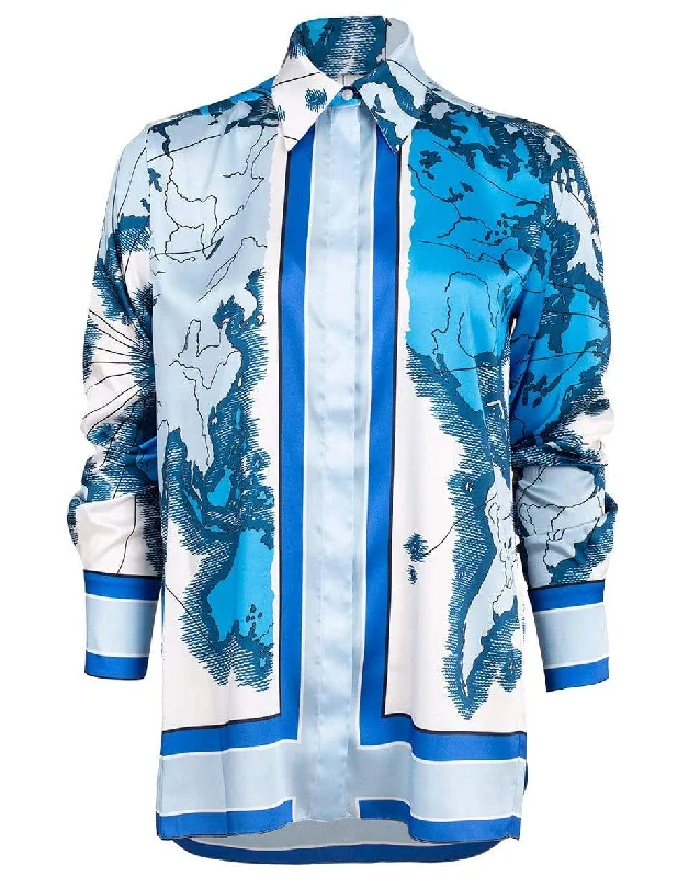 Map Print Shirt Elegant Classic Vintage