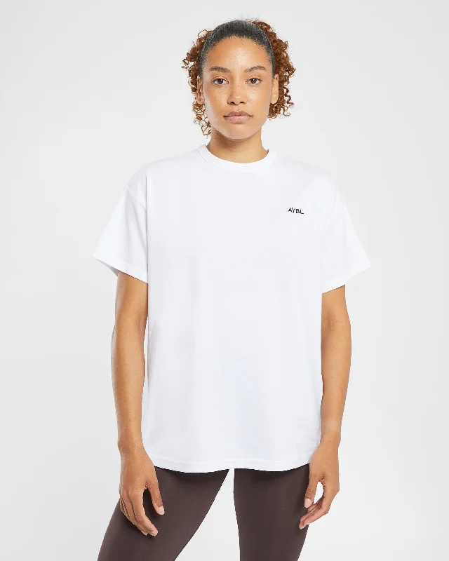 Essentials Oversized T Shirt - White Thin T-Shirt Open Front Quick Dry