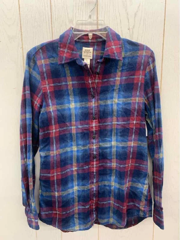 Lands End Blue Womens Size Small Shirt Fleece Fabric Down Fabric Feather Fabric