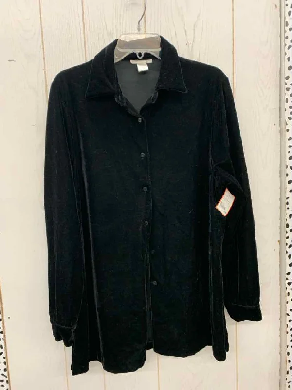 Black Womens Size L Shirt Satin Fabric Silk Fabric Chiffon Fabric