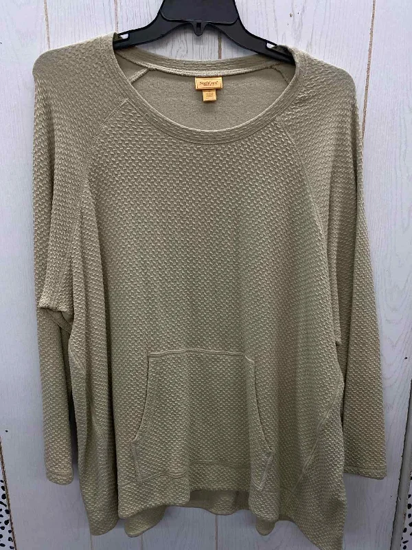Northcrest Tan Womens Size 3X Shirt Ribbed T-Shirt High Neck Heavyweight