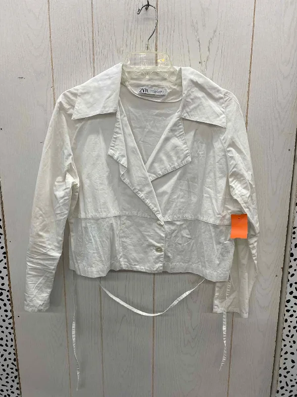 ZARA White Womens Size Small Shirt Print Jacquard Patchwork