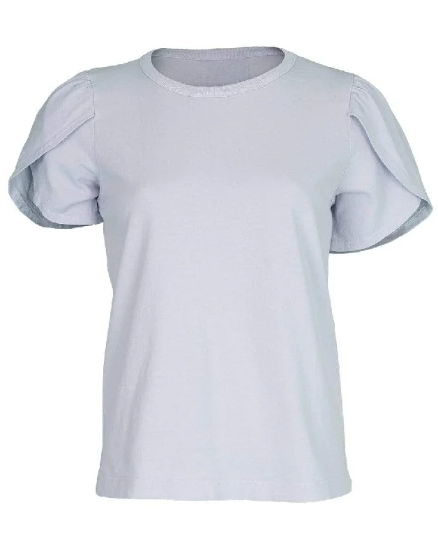 Adele Tulip Sleeve T-Shirt Hooded Caped Shawl Collar