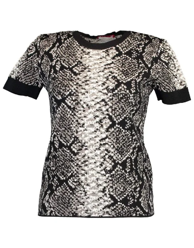 Black and White Short Sleeve Santa Fe T-Shirt Boxy Fit Fitted Loose