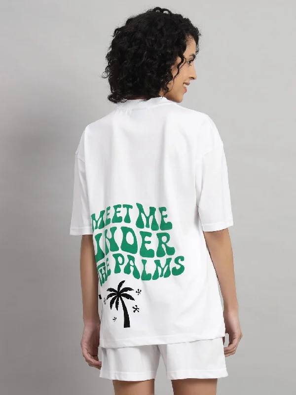 Palms T-shirt and Short Set Ribbed Striped Patterned