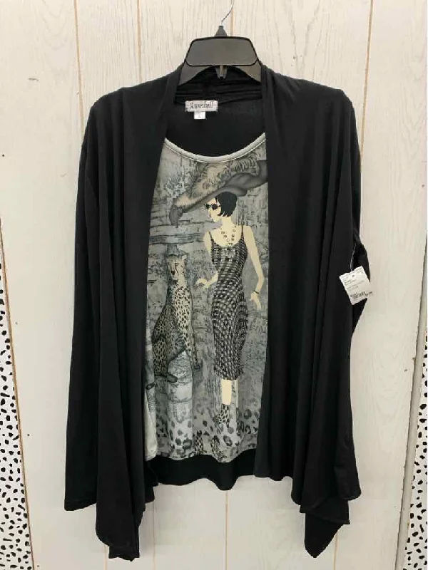 Annabelle Black Womens Size L Shirt Boxy Fit Fitted Loose