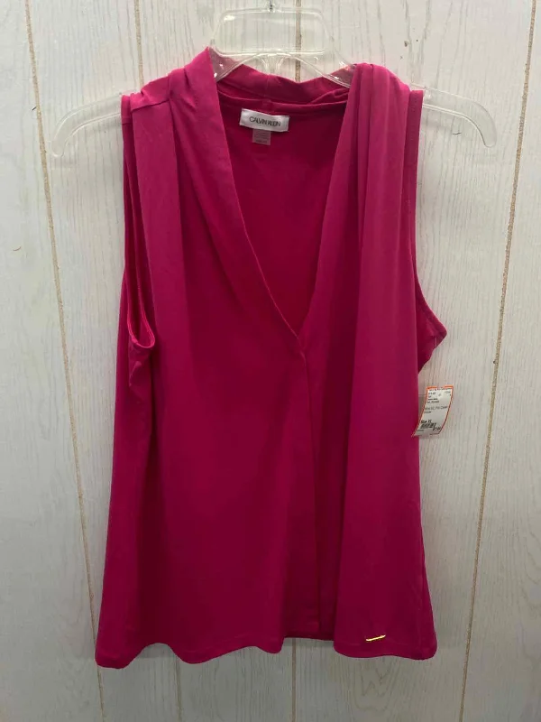 Calvin Klein Pink Womens Size XL Shirt Handmade Hand-knitted Hand-woven