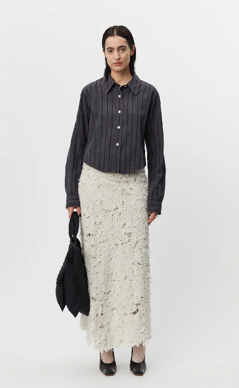 Readers Shirt - Dark Grey Stripe Graphic T-Shirt Round Neck Polyester