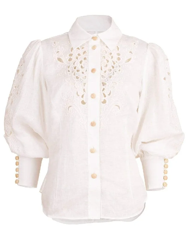 Peggy Embroidered Shirt Mesh Fabric Canvas Fabric Denim Fabric