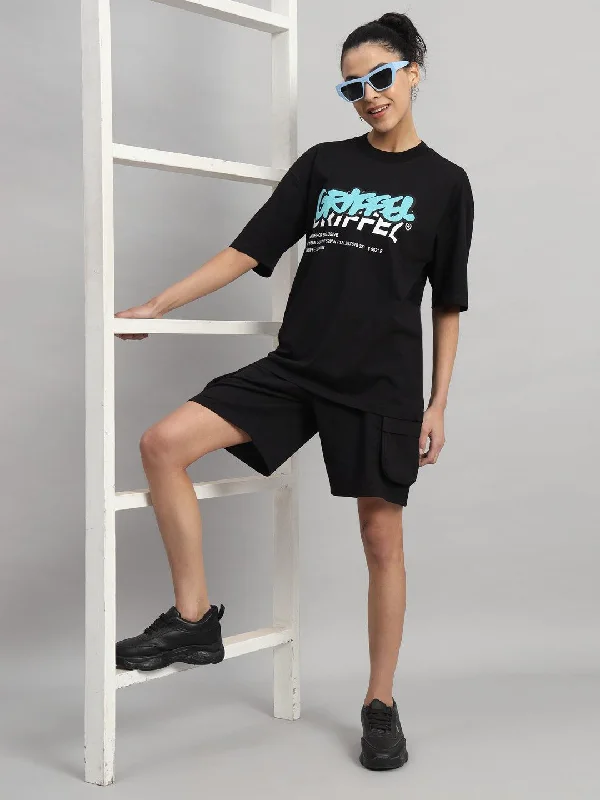 PUFF LOGO T-shirt and Short Set Front Pockets Side Pockets Patch Pockets