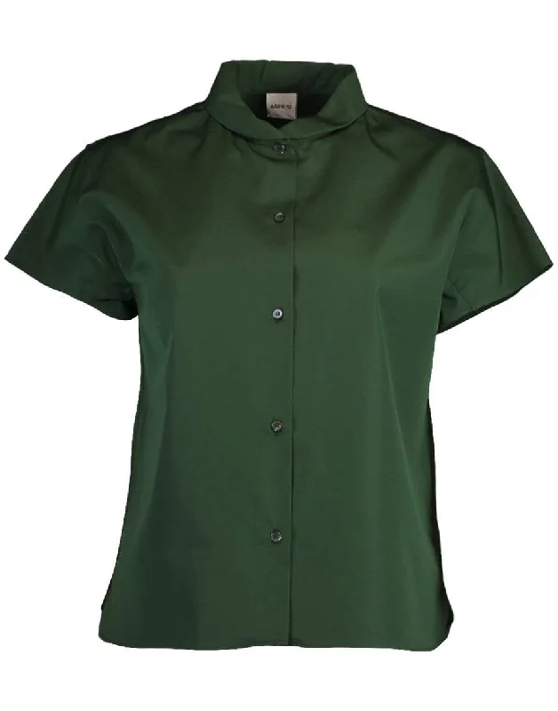 Cap Sleeve Button Up Shirt Solid Color Striped Floral