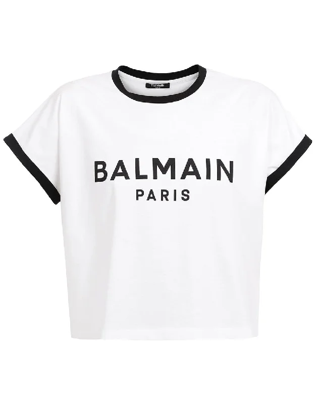 Cropped Balmain T-Shirt Elasticated Padded Insulated