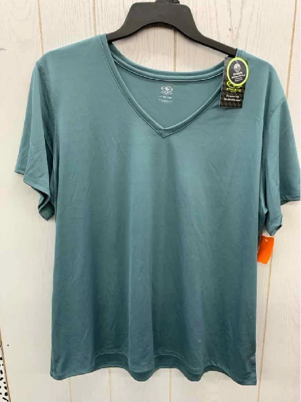 Athletic Works Teal Womens Size 16/18 Shirt Welt Pockets Slit Pockets