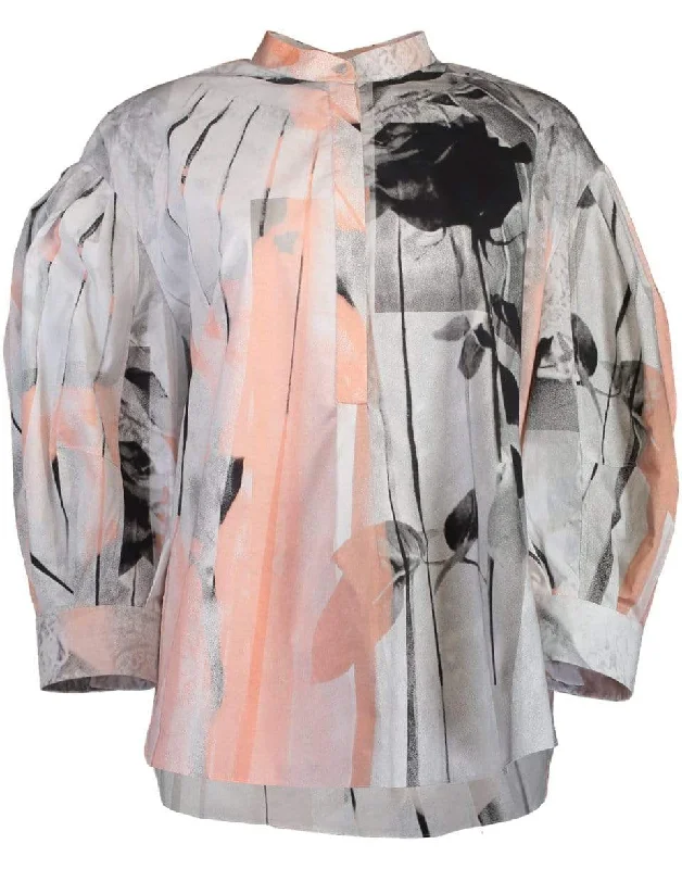 Poplin Cocoon Sleeve Shirt Silk Blend Satin Velvet