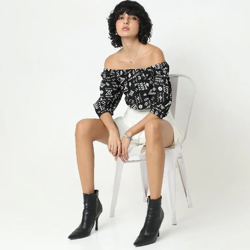 Boxy Fit Printed Crop Top Mesh Blend Leather Blend Suede Blend
