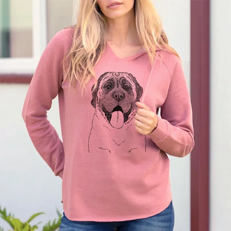 Remmie the English Mastiff - Cali Wave Hooded Sweatshirt. Hoodie with Ribbed Hem Stretchable Secure